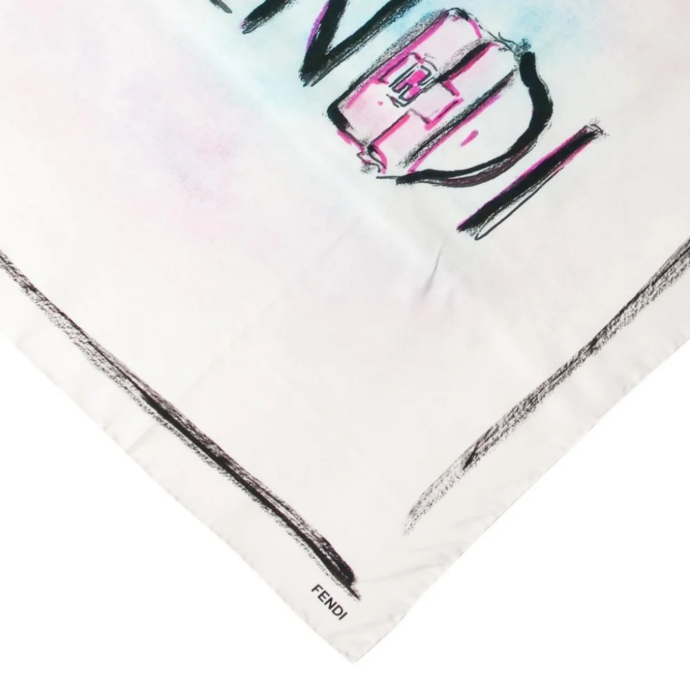 Fendi Baguette Mania Logo Scarf Black White Multiple colors With COA - Picture 2 of 4